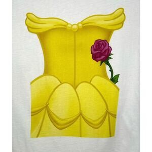 Disney Beauty & the Beast Belle Graphic Print on White T-Shirt 100% Cotton XS